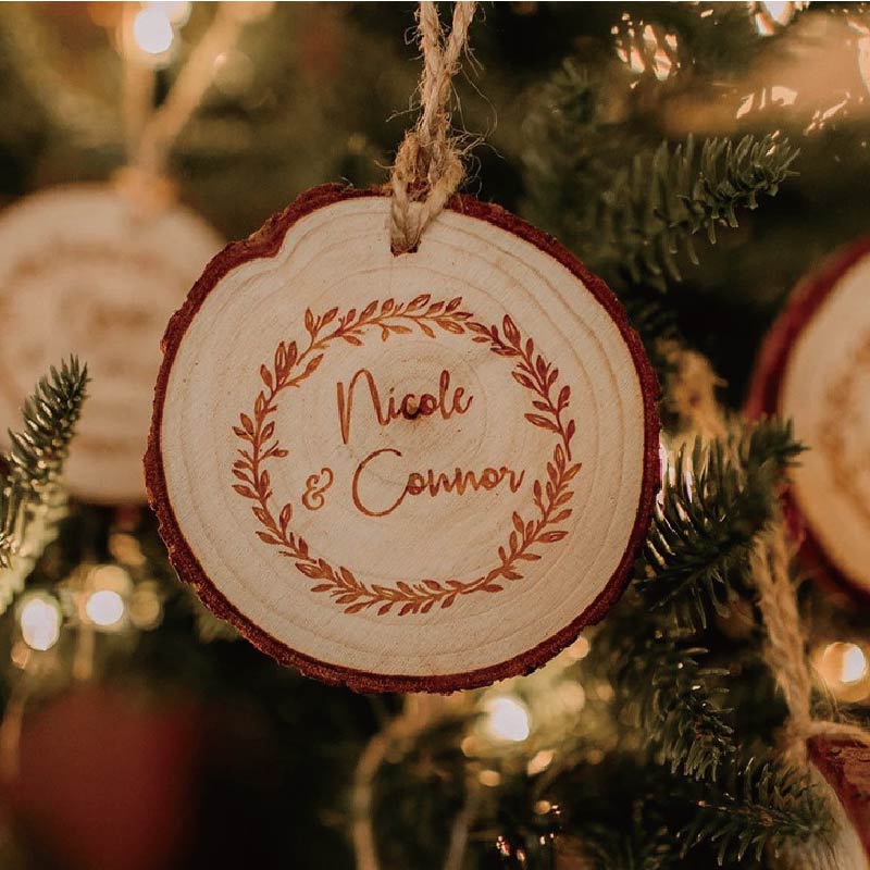 Custom Engraved Wooden Circle Tag Decor
